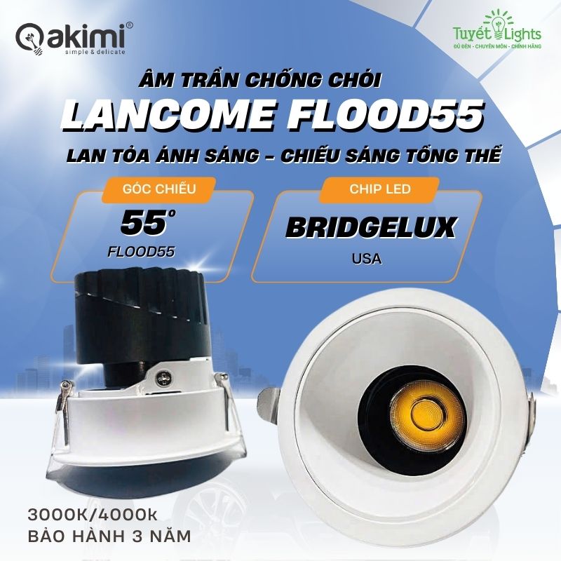 Đèn Âm Trần Chống Chói Lancome Flood 55 – Lan tỏa ánh sáng , chiếu sáng tổng thể.